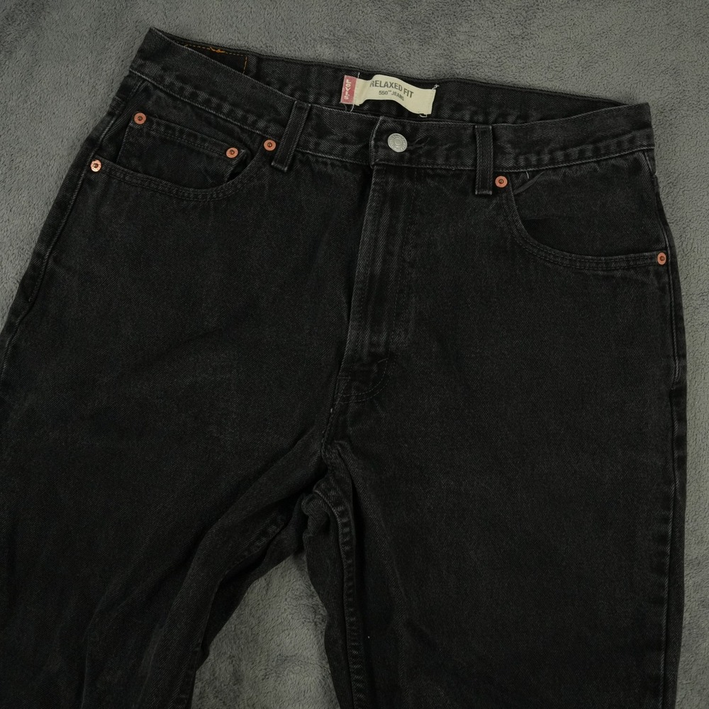 VTG Levis 550 Jeans Mens 36x34 (34x32) Black Relaxed Fit Tapered Leg Denim Y2K